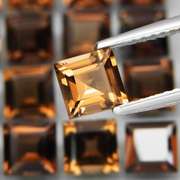 Princess cut Unheated! 9.72ct Smoky Quartz set