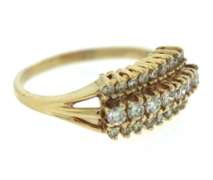 Stunning 14kt Yellow Gold 3-Row Diamond Band