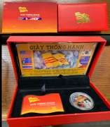 Vietnam 2010 Niue $2 proof 1 oz Silver Giay Thong-Hanh safe conduct pass with box.