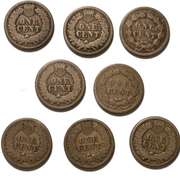 2 Each 1859 60 62 &63 CN Indian Head Cents