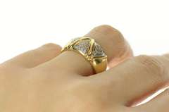 14K Yellow Gold Pave Zig Zag Diamond Graduated Statement Ring