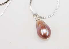 Natural Color Lilac Pearl on Sterling Chain