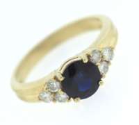 Beautiful 14kt YG Round Cut Sapphire and Diamond Ring
