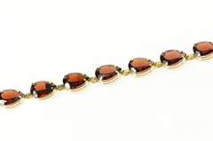 10K Yellow Gold Oval Garnet Classic Simple Tennis Bracelet