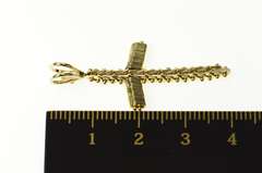 14K Yellow Gold Squared Chain Link Cross Christian Faith Pendant