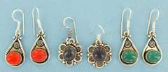 Silver and Natural Stone Earrings