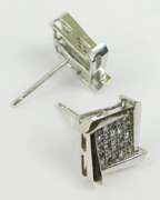 10K White Gold Pave Diamond Stud Earrings