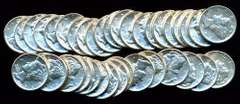 Roll of 50 AU/BU Mercury Dimes from 1930's and 1940's