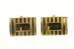 Gold Filled Art Deco Pinstripped Monogrammable Men's Cuff Links