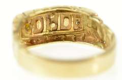 10K Yellow Gold Textured Nugget Dad Father's Day Diamond Ring