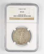 VF25 1938-D Walking Liberty Half Dollar - Graded NGC