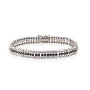 Sterling Silver 3/4ct Black Diamond Three Row Tennis Bracelet