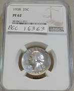 1938 PROOF Wash Qtr NGC PF-62 Brilliant