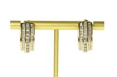 10K Yellow Gold 1.68 Ctw Round Baguette Diamond Semi Hoop Earrings