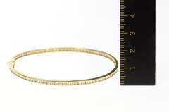 14K Yellow Gold Classic Oval Bangle Channel Cubic Zirconia Bracelet