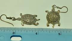 Sterling Silver PMT Signed Turtle Drop Earrings