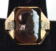 Interesting Layered Cameo Ring in Yellow Gold