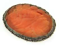 Vintage Sterling Silver Coral Brooch