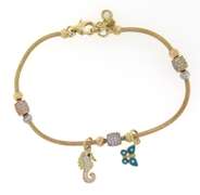 Gorgeous CZ Station Bracelet with Charm