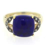 Fabulous Yellow Gold Lapis and Diamond LeVian Ring