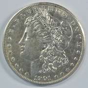 Scarce choice AU 1901-S Morgan Silver Dollar. Key date