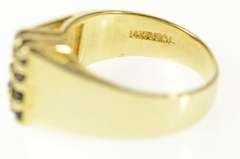 14K Yellow Gold Squared Sapphire Cluster Graduated Statement Ring