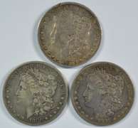 1879, 1880-O, & 1881 Morgan Silver Dollars. Nice circs