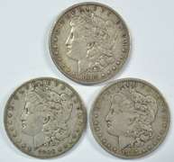 1885, 1886-O, & 1887 Morgan Silver Dollars. Nice circs