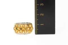 14K Yellow Gold Tiered Oval Citrine Diamond Accent Statement Ring