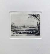 Rembrandt, Canal With A Large Boat And Bridge