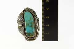 Sterling Silver Men's Native American Turquoise Feather Ring