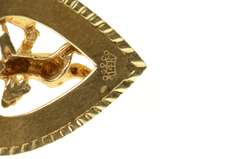 14K Yellow Gold 1960's Retro Cupid Heart Valentine Motif Charm/Pendant