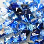 Vivid blue 3.76ct princess radiant cut Sapphire set