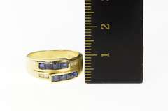 14K Yellow Gold 0.55 Ctw Princess Sapphire Diamond Statement Ring