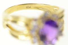 10K Yellow Gold Oval Amethyst Tanzanite Halo Statement Ring