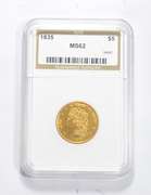 MS62 1835 $5.00 Classic Head Gold Half Eagle - Graded NAS