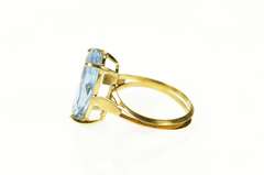 10K Yellow Gold Marquise Faceted Blue Topaz Solitaire Cocktail Ring
