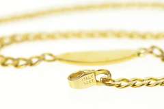 14K Yellow Gold 3.1mm Curb Chain Oval Engravable Anklet Bracelet