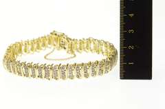 14K Yellow Gold 4.40 Ctw Diamond Bar Curvy Link Tennis Bracelet