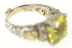 Sterling Silver Cushion Peridot Barbara Bixby Floral Statement Ring