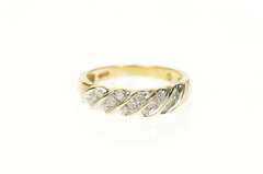 10K Yellow Gold Classic Wave Channel Diamond Wedding Band Ring