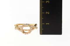 10K Rose Gold Classic Halo Criss Cross Engagement Setting Ring