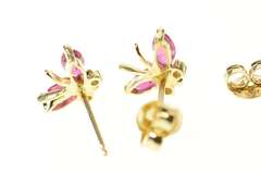 14K Yellow Gold Marquise Ruby Diamond Butterfly Stud Earrings