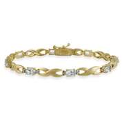 18K Gold over Sterling Silver 4.5ct Blue Topaz & Diamond Accent Infinity Bracelet