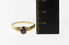 10K Yellow Gold Diamond Garnet Three Stone Classic Ring
