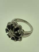 Sterling Silver Floral Saphire color Ring