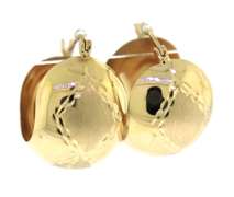 Simple Yellow Gold Domed Hoop Earrings