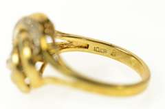 10K Yellow Gold Retro Classic Diamond Knot Swirl Statement Ring