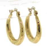 Great Yellow Gold Round Diamond Cut Hoop Earrings
