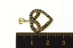 10K Yellow Gold Sapphire Criss Cross Heart Diamond Accent Pendant